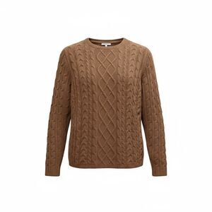 Croft & Barrow Cappuccino Brown  Cable Knit Sweater Size Large Pullover Preppy